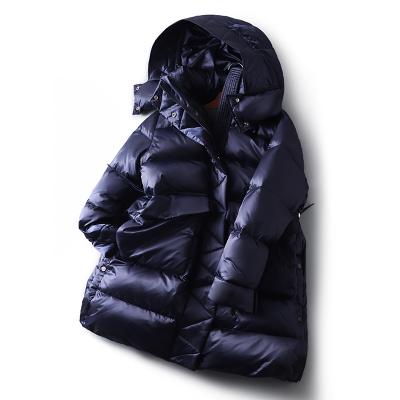 China Good Selling Waterproof Korean Navy Style Down Winter Jacket Hooded Midi Length Women for sale