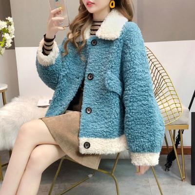 China Winter New Viable Wholesale Polyester Double Pockmarked Women Faux Lamb Velvet Lamb Teddy Fur Ladies Jackets Coats for sale