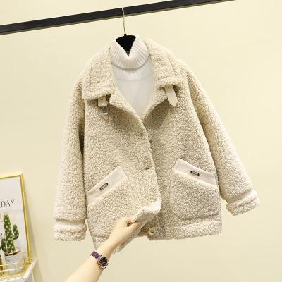 China All-in-one women 2021 new lamb and winter fur coats velvet ladies short fur coat casual autumn grain tops for sale