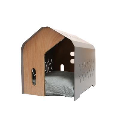 China Breathable Burlywood Pet House Wooden Dog Houses Wooden Pet Kennel for sale