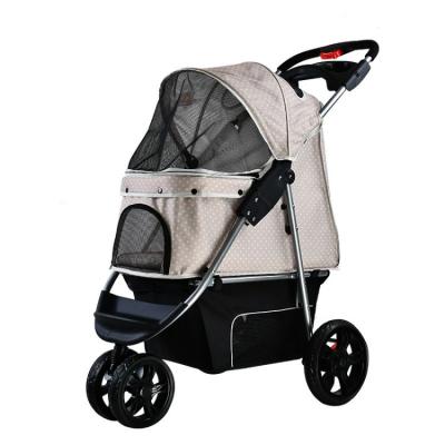 China Customized Wholesale Viable Logo Luxury Hand Carts Pet Stroller Pet Travel Pet Cages For Dog And Cat for sale