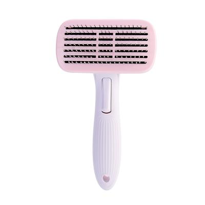 China Viable Cat Dog Self-Cleaning Comb Hair Removal Tool One-Key Needle Pet Grooming Steel Comb for sale