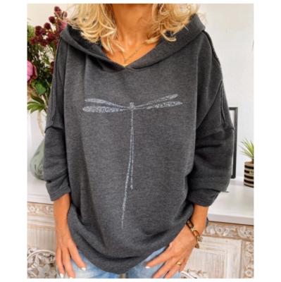 China Sleeve Type: Long Sleeve Elasticity: Slightly Stretchy Material: Cotton-blend Neckline: Hoodie Occasion: Daily Process: Printed Style: Casual Theme: Dark Gray Winter Long Sleeve Print Wholesale Accept Custom Women's Hoodies for sale