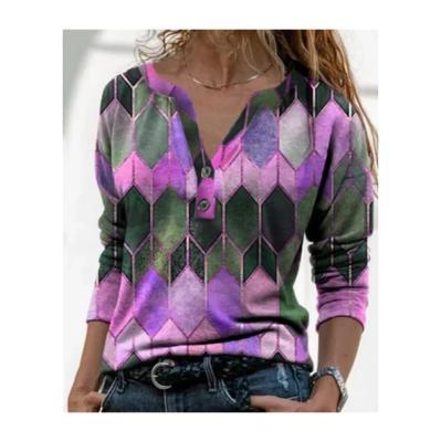 China Pattern Type: Geometric Sleeve Type: Long Sleeve Elasticity: Slightly Stretchable Thickness: Lightweight Material: Polyester Neckline: Crew Neck Occasion: Daily Process: Paneled Style: Casual Theme: Women's Neck Sleeve Sets Women Round Geometric Long Sleeve Casual Blouse Sweater Winter Long for sale