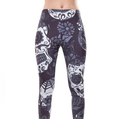 China INS Antibacterial Hot Selling Running Gym Sports Leisure Training Devil Skull Print Seamless Leggings for sale