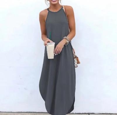 China 2021 Summer Women Street Wear Holiday Wear Sling Anti-Static Strap Maxi Dress For Women for sale