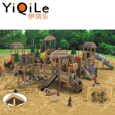 China Bring Happiness Primitive Forest Theme Kids Slide Kids Wooden Slide Outdoor Playground Equipment for sale