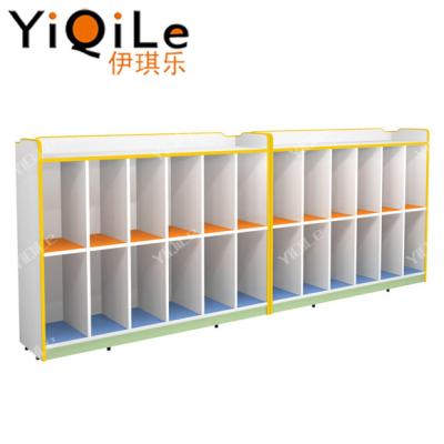 China Simple European Durable Wooden Cabinets Solid Kids Toys Rack Children Furniture Colorful Shelves for sale