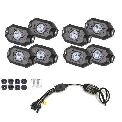 China Passenger Car Other Car Light Accessories 8 Pods Roll Light IP68 9W Pure White Waterproof RGB Led Rock Lights For Offroad Truck for sale