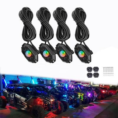 China Pure White Touring Car 12 Lug Underglow RGB Car Decking Wheel Light Kit For App Remote Control RGBW Led Rock Lights for sale