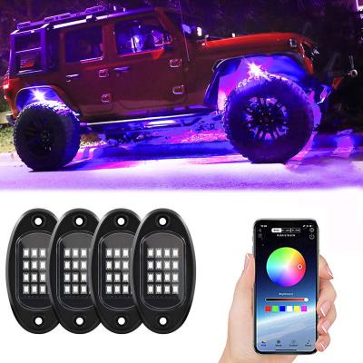 China UTV 4/6/8 Pods Car Decoration Wheel Light APP IP67 Underglow RGB LED Remote Control Waterproof Neon Rock Lights Kit for sale