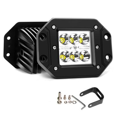 China Spot LED PC Die-Cast Aluminum Housing + Lens 18W Work Light Pods Drive Lights Off Road Led Lights Flush Mount For Jeep Truck Tacoma Bumper ATV UTV for sale