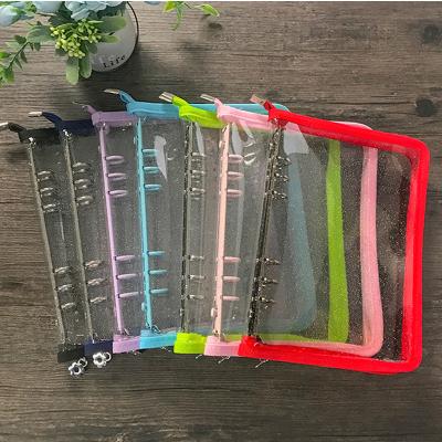 China 100% Eco-friendly Colorful Plastic A6 Ring Binder A5 Six Staples 6 Holes Zipper Loose Leaf Planner Planner Transparent Cover for sale