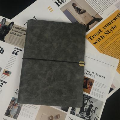 China PU Strap 6 Ring Binder Soft Cover With High Quality Eco-friendly Paper A5 Notebook Leather Loose-leaf Refillable Inner Pages PU Strap Elastic Diary Notebook for sale