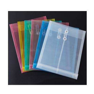 China Eco-friendly waterproof pp clear transparent folder bags shool a4 file storage document folder bag folder with rope for sale