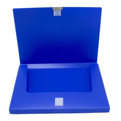 China Eco-friendly Blue Folding Black Waterproof File Folder Plastic Bag Office Storage Box PP Archives 5cm Button File Registry Data File Box for sale