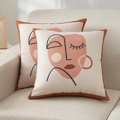 China Nordic new anti-static abstract cotton and canvas pillow office sofa car cushion company gifts can be printed LOGO for sale