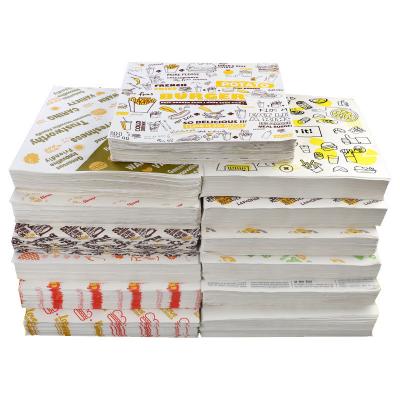 China Food Grade Wrapping Paper Logo Sandwich Hot Dog Waxed Paper Hamburger Wrapper Biodegradable Greaseproof Custom Tissue Paper for sale