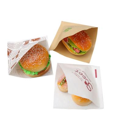 China Triangle Paper Bag Sandwich Desserts Greaseproof Half Open Paper Bag for sale