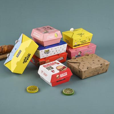 China Recycled Materials Custom Take Away Food Boxes French Fries Fried Chicken Nuggets Carton Degradable Food Wrapping Paper Box Hamburger Box for sale