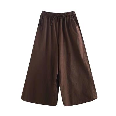 China High Quality Anti-wrinkle Cotton And Canvas Ladies Casual Wide Leg Pants for sale