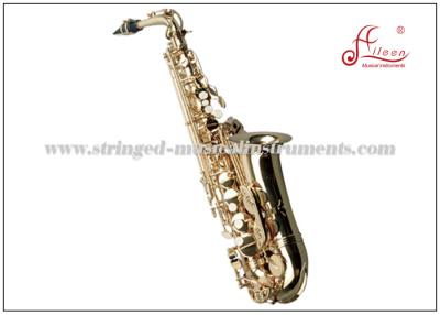 China Eb Professional Alto Saxophone , High F# Student Alto Saxophone Gold Laquer Finish for sale