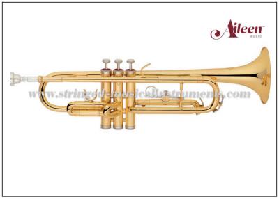 China Golden Lacquered Yellow Brass Musical Instruments Trumpet With Nickel Silver Valves for sale