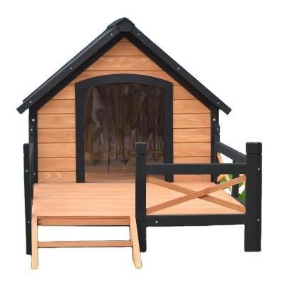 China Sustainable Wooden Kennel Shelter Log Kennel Cabin Pet New Outdoor Luxury Kennel for sale