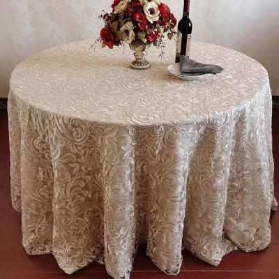 China 132inch Custom Made Elegant Embroidered Waterproof Wedding, Banquet, Event Table Cloth for sale