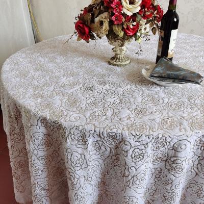 China Waterproof 2023 Custom White Sequin Band New 132inch High End Hotel, Wedding, Banquet, Event, Table Cloth for sale