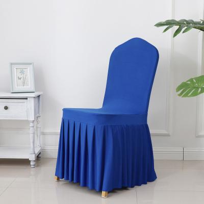 China Universal Elasticity Edge Pleated Polyester Detachable Stretch Long Dress Party Chair Cover For Protective Wedding Sofa Cover for sale