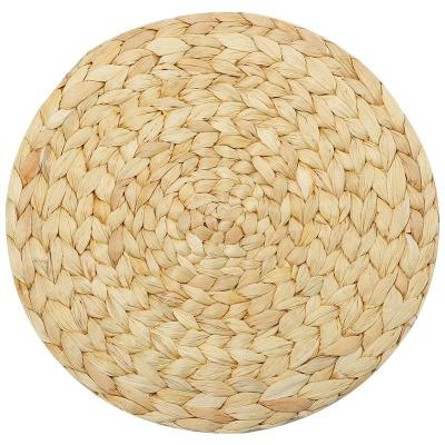 China Wholesale Natural Rope Woven Round Water Hyacinth Place Mat Natural Insulated Stream Beer Mat for sale