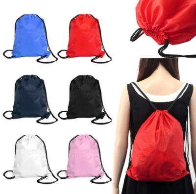 China Lightweight Reusable /Fashion Cheap BSCI Certified Factory Customized Solid Color Polyester Pack Pouch With Outdoor Drawstring Travel Bag Back Pocket for sale