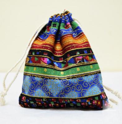 China Wine Bag/Burlap Gift Drawstring Bag BSCI Certified Factory Ethnic Style Mini Jewelry Storage Bags Small Burlap Coin Bag Drawstring for sale