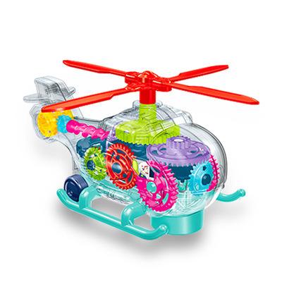 China New Style Children Musical Flashing Light Cool Toy Speed ​​Transparent Flat Toy Helicopter 20.4*9*10.8cm for sale