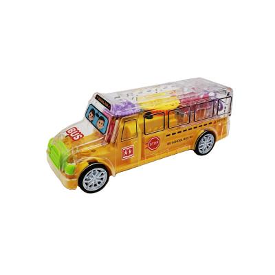 China Toy Factort Sale Transparent Diecast School Bus Toy Bus Toy With Sound And Light for sale