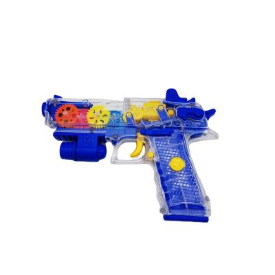 China Good Quality Plastic Transparent Light Gun Toy Music Gear Sound and Light Mechanical Gear Toy for sale