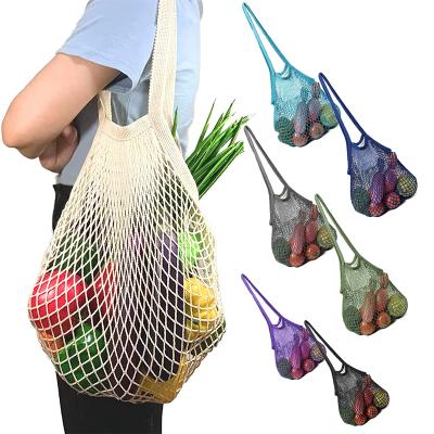 China Reusable Organic Handled For Vegetables Fruits Women Handbags Mesh Fish Net Bag for sale