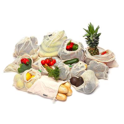 China Factory Ecology Market Premium Reusable Fruit Vegetable Handled Mesh Drawstring Pouch Bags For Fruit Vegetable Product Pouch Net for sale