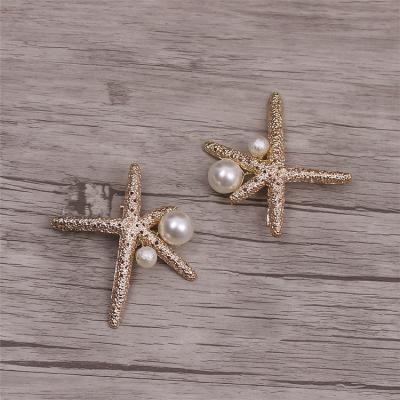China Handmade Korean Hair Accessories Pearl Starfish Gold Starfish Hair Clip Bridal Bridal Hair Clip Hairpin Wedding Dress Hair Accessories for sale