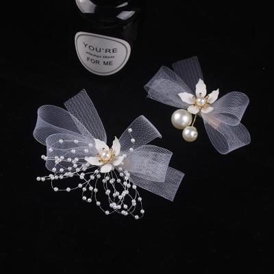 China Bridal Tiara Hairpin Hair Clips Handmade Bridal Flower Bow Hair Clip Set Wedding Bridal Hair Clips Accessories for sale