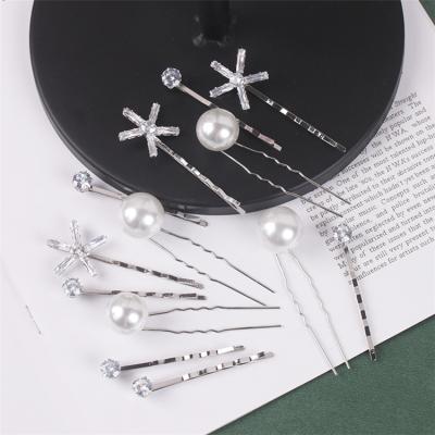 China Handmade Hairpin Bridal Headdress Bridal Hairpin Bridal Wedding Dress Hair Accessories Pearl Zircon Pearl Bridal Hairpin for sale