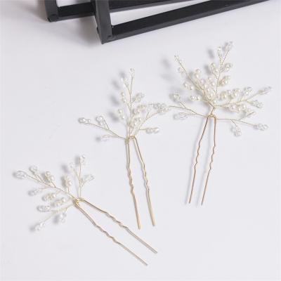 China Bridal Accessories Wedding Three-Piece Handmade Crystal Bridal Hair Pins Pearl Hair Pins for sale