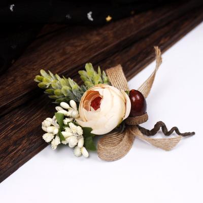 China Bridal Wrist Corsage Hemp Flower Rope Bridesmaids Wrist Flower Handmade Wedding Flower Green Bridal Wrist Flower for sale