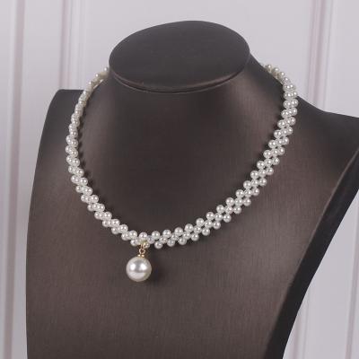 China Handmade Exquisite Imitation Pearl Bridal Necklace Set Handmade Bridal Necklace Wedding Bridal Necklace for sale