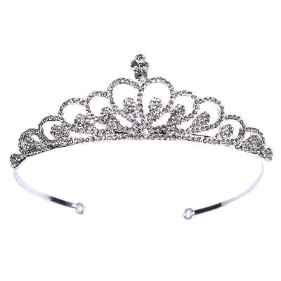 China New Korean Handmade Rhinestone Crown Princess Hair Royal Show Crown Bride Crown Tiara Wholesale for sale