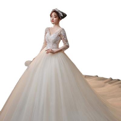 China Mother Of The Bride Wedding Dresses 2021 Long Sleeve Sheath Real Wedding Dress Bridal Gowns Lace Up Sabina Wedding Dresses Turkey for sale