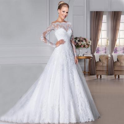 China High quality wedding dress bridal plus lace wedding dress sleeves wedding dress long size wedding dress for sale