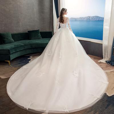 China Princess Long Tail Ball Gown Wedding Dress Plus Size Wedding Dress Mikado Bridal Wedding Dress Lace Up Wedding Dress for sale