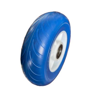 China Hardware and Tools 2.50 - 4 PU Polyurethane Foam Solid Hand Trolley Wheels with Hub and Plastic Rim for sale